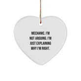 Funny Mechanic Heart Ornament Gifts from Men to Mechanic Friends, Inspirational Mechanic Christmas Decor, Heart-Shaped MDF with Gold Cord - Image 1